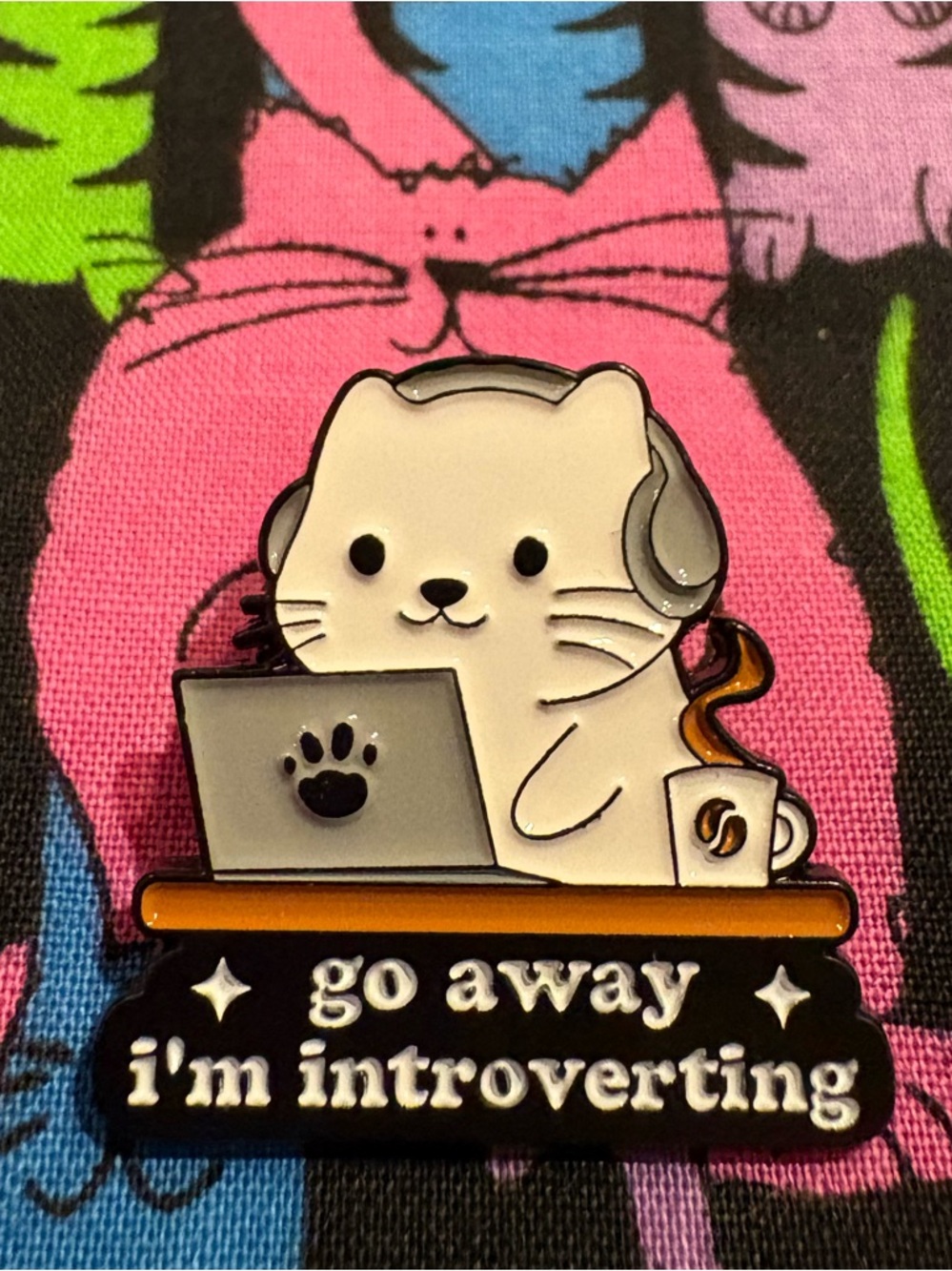 ✨Bundle 2 for $12 or 3 for $15 enamel pins✨-Cute Cat Introvert Enamel Pin